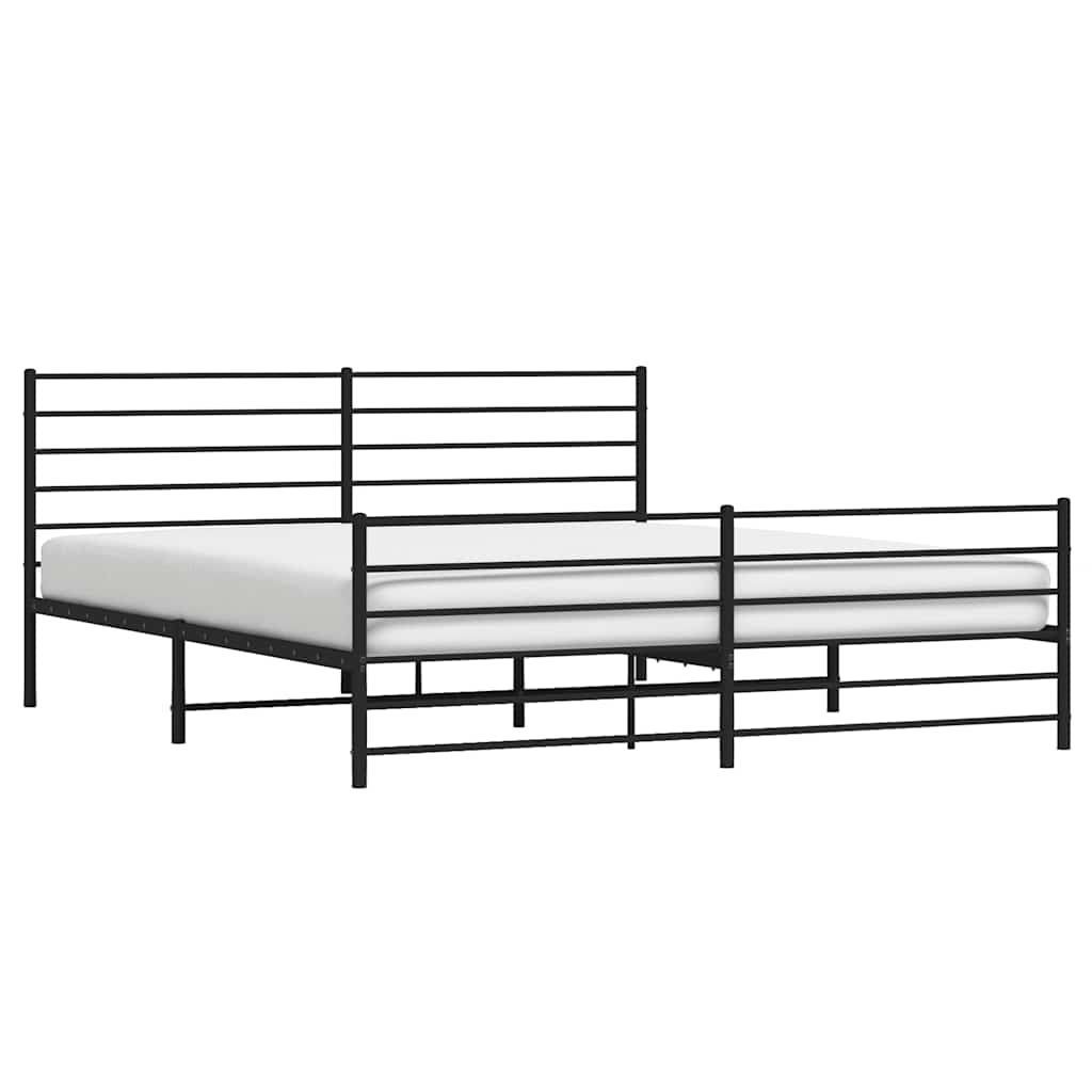 Bed frame with head and footboard metal black 183x213 cm