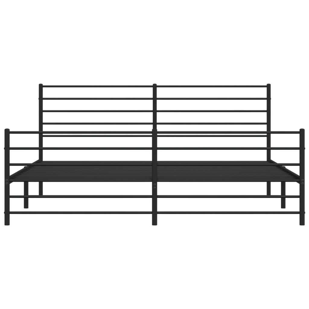 Bed frame with head and footboard metal black 183x213 cm