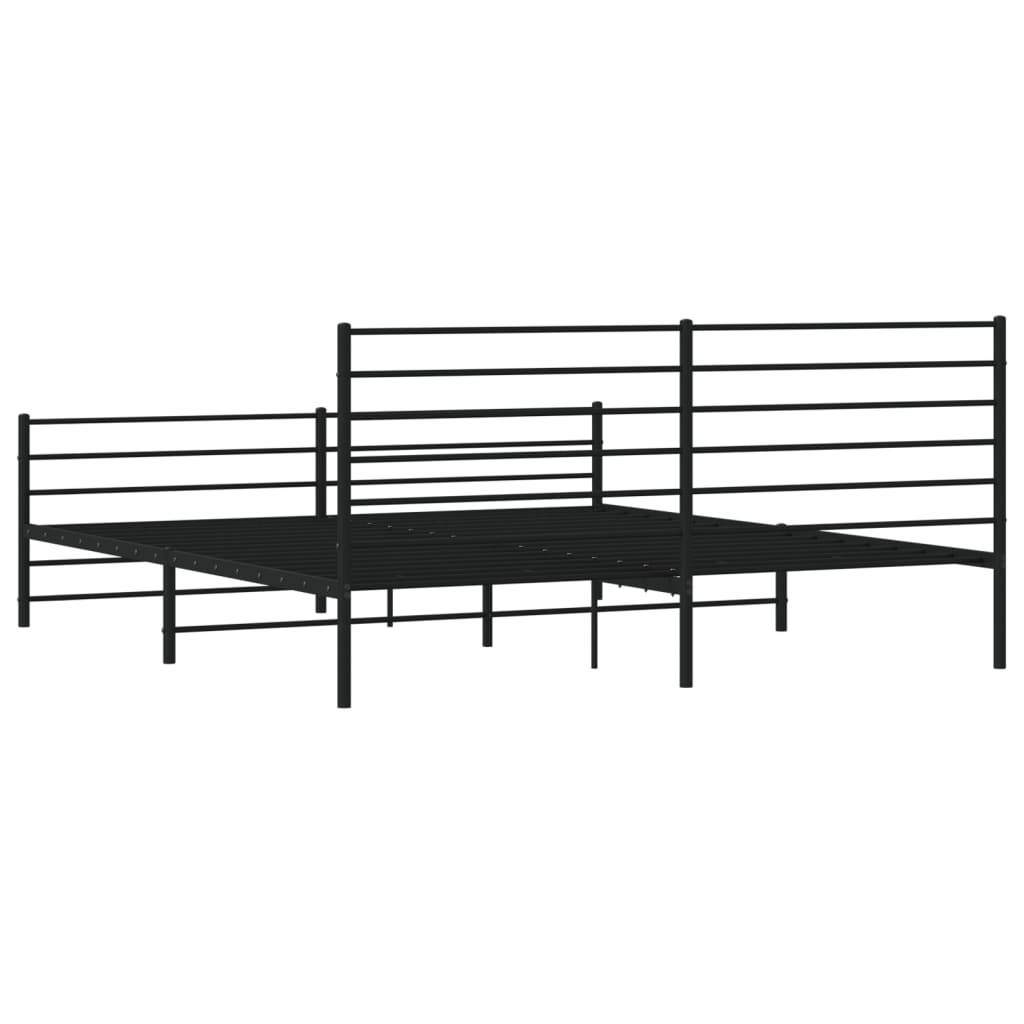 Bed frame with head and footboard metal black 183x213 cm
