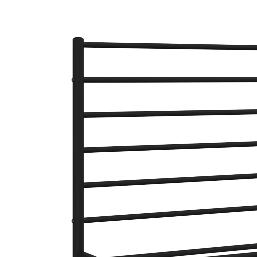 Bed frame with head and footboard metal black 183x213 cm