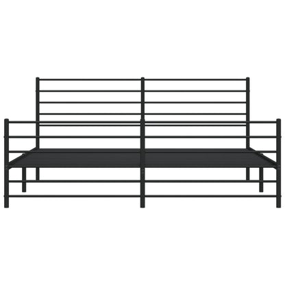 Bettgestell mit Kopf- und Fußteil Metall Schwarz 200x200 cm
