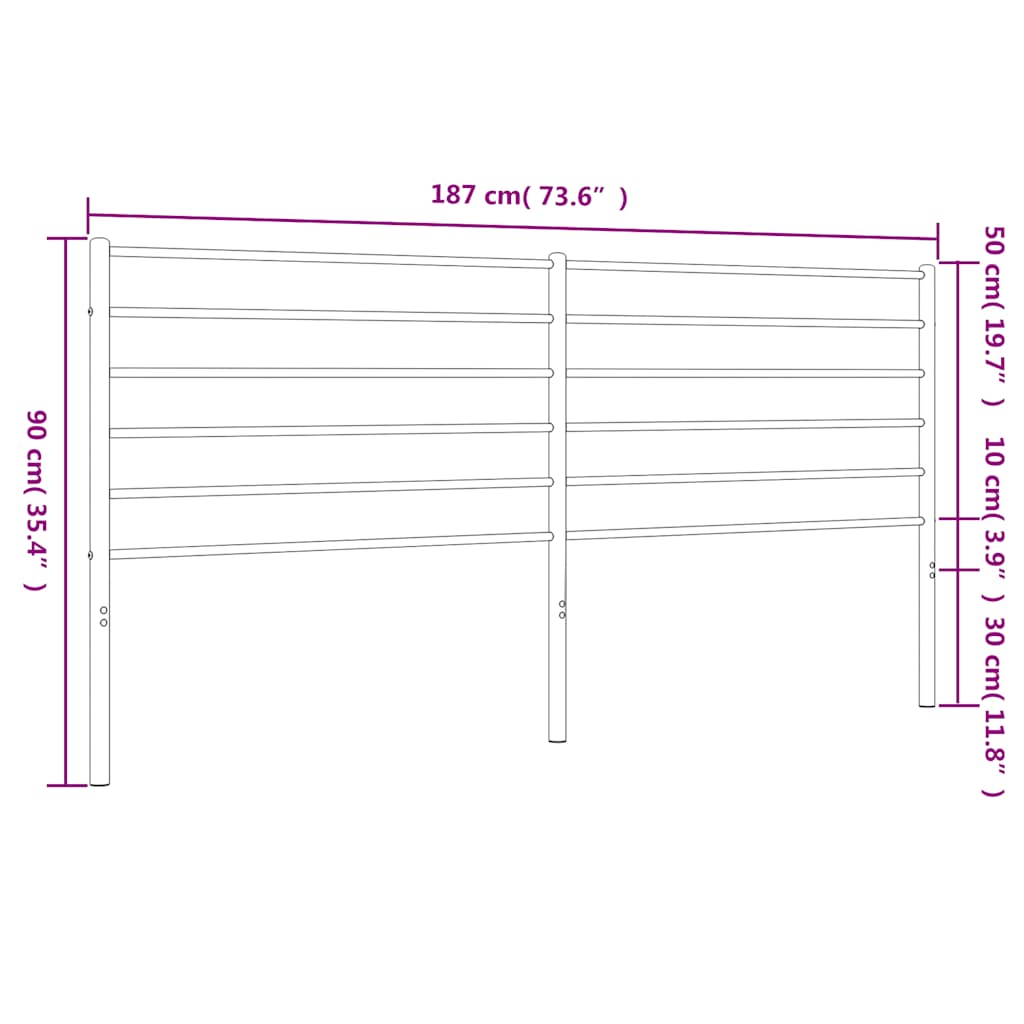 Ersatz-Kopfteil Metall Schwarz 180 cm