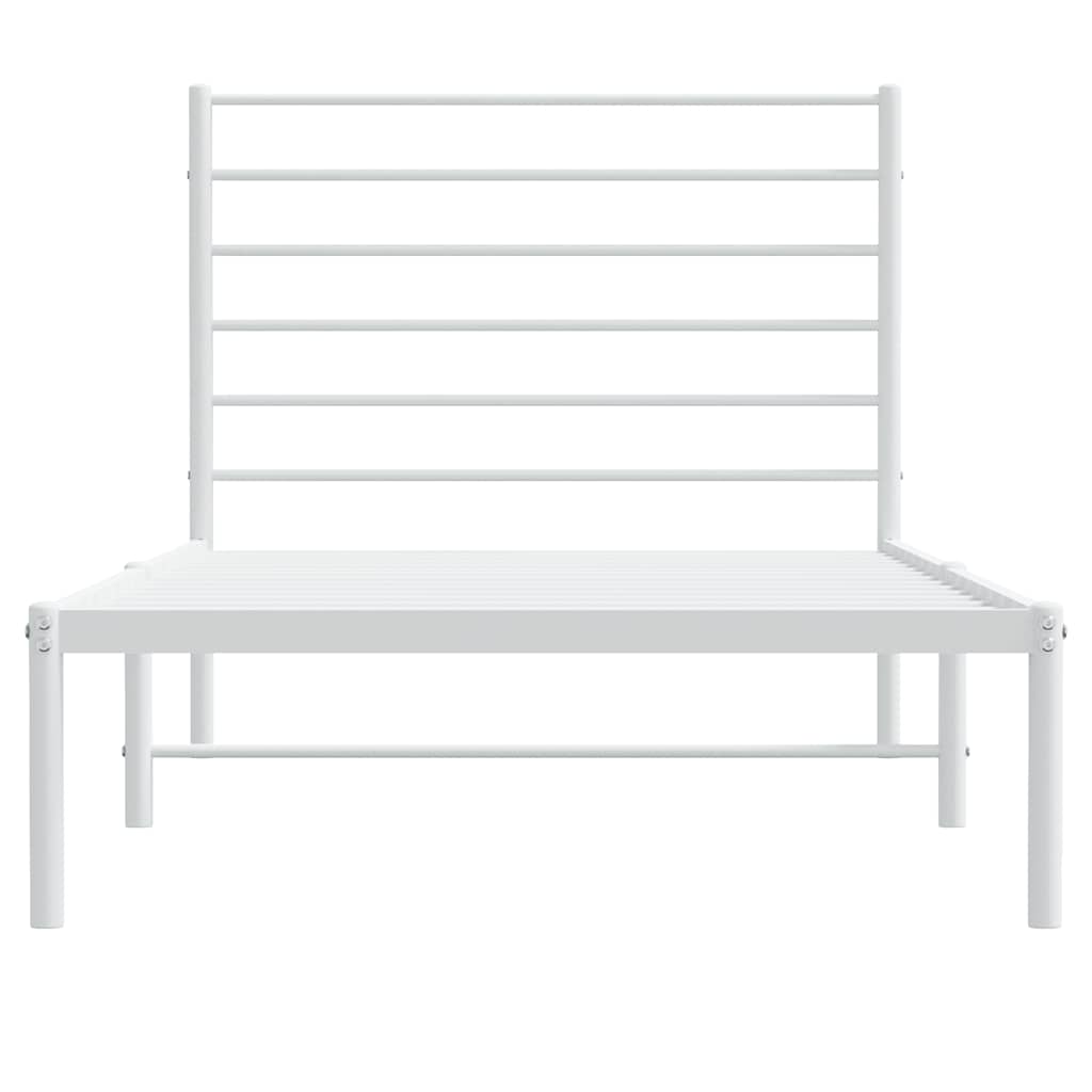 Metallbett ohne Matratze mit Kopfteil Weiß 75x190 cm