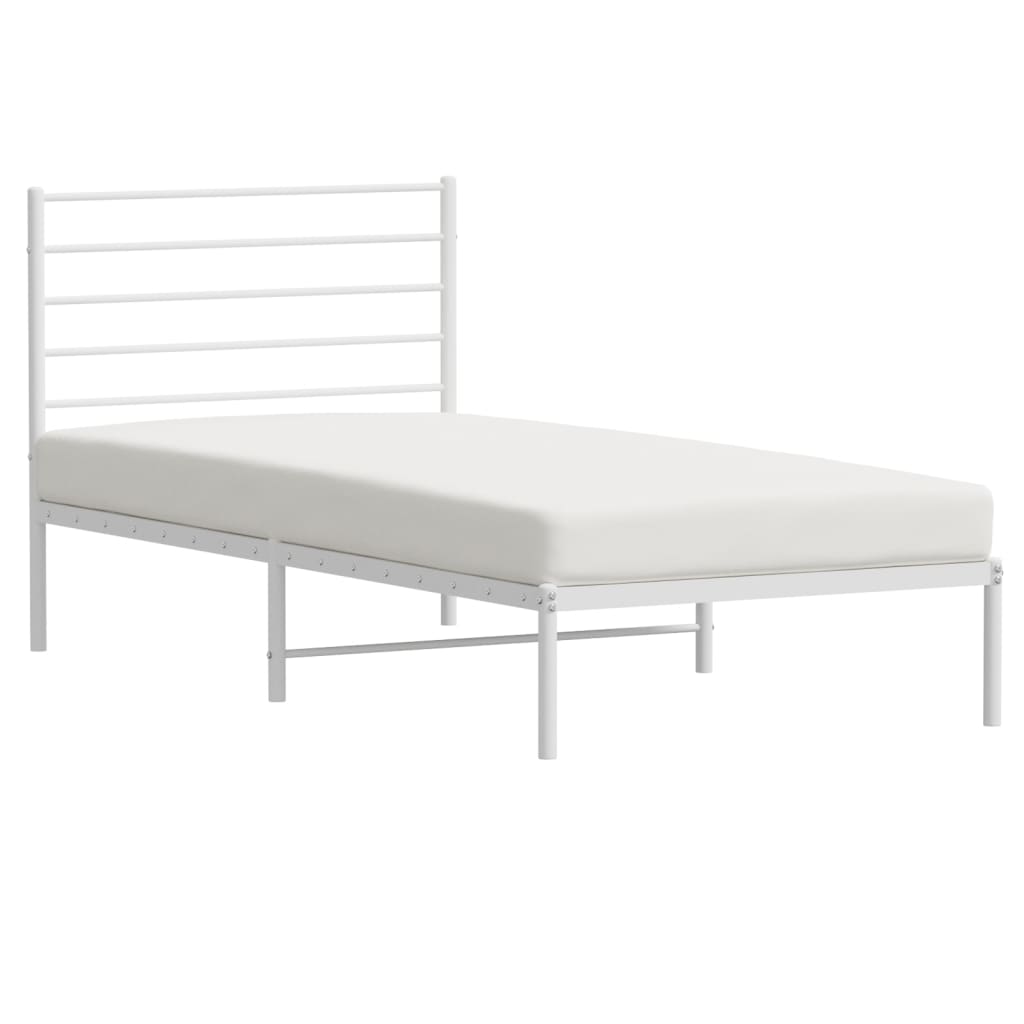 Bed frame with headboard metal white 80x200 cm