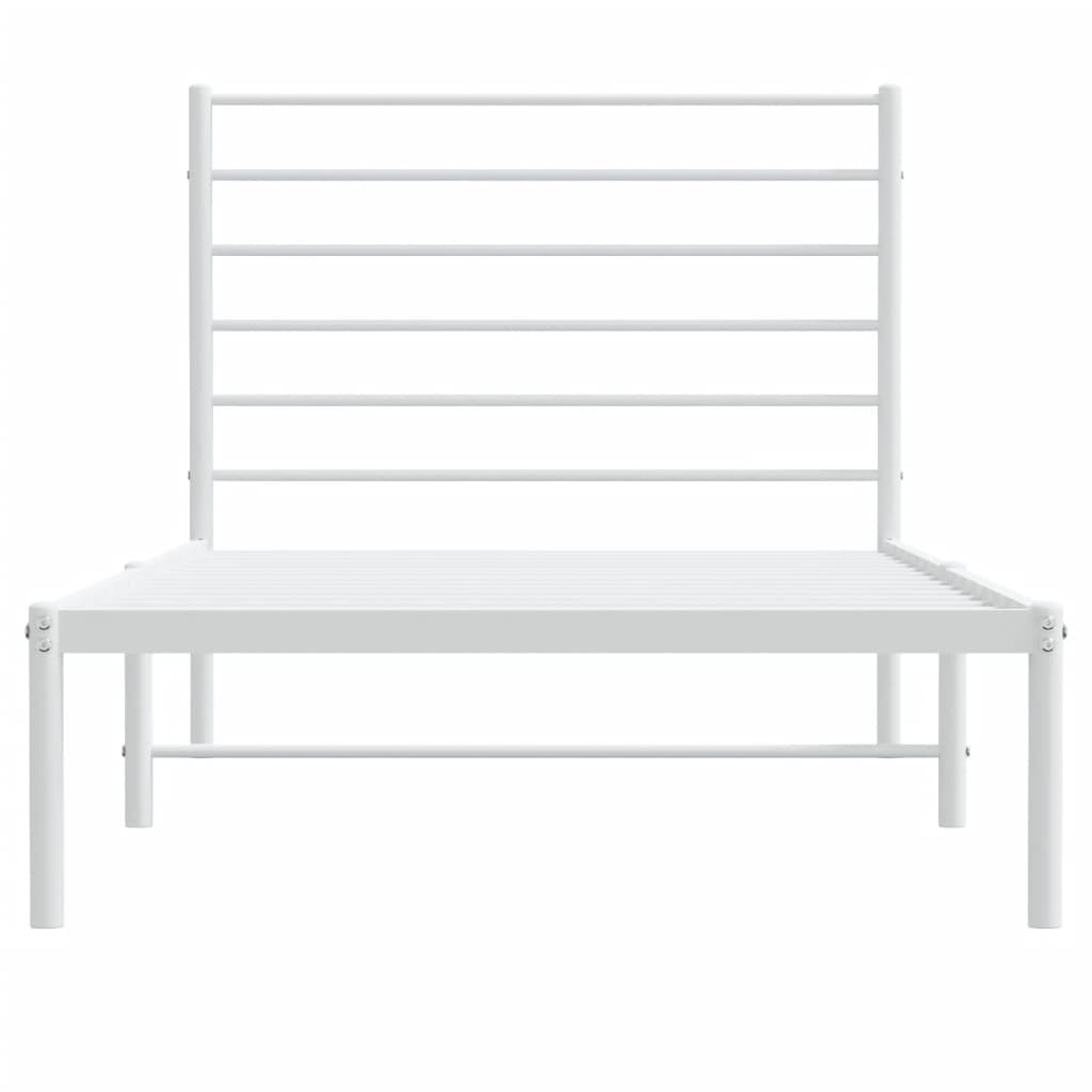 Bed frame with headboard metal white 80x200 cm