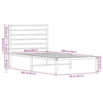 Bettgestell mit Kopfteil Metall Weiß 90x200 cm