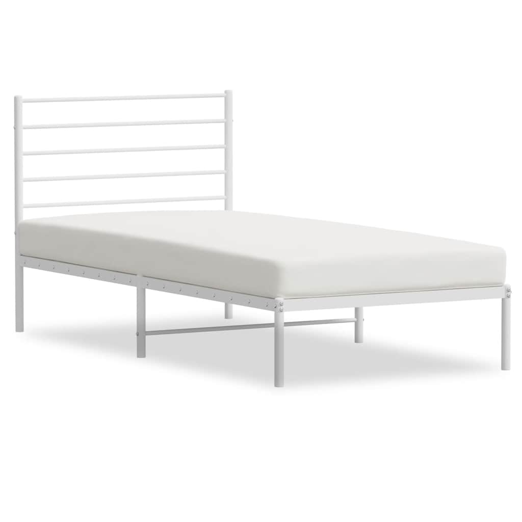 Bed frame with headboard metal white 100x200 cm