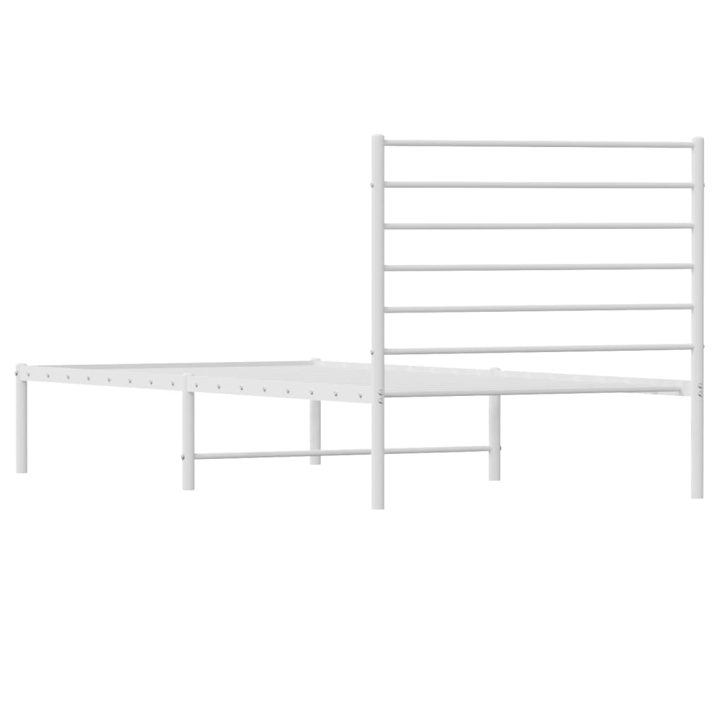 Bed frame with headboard metal white 100x200 cm
