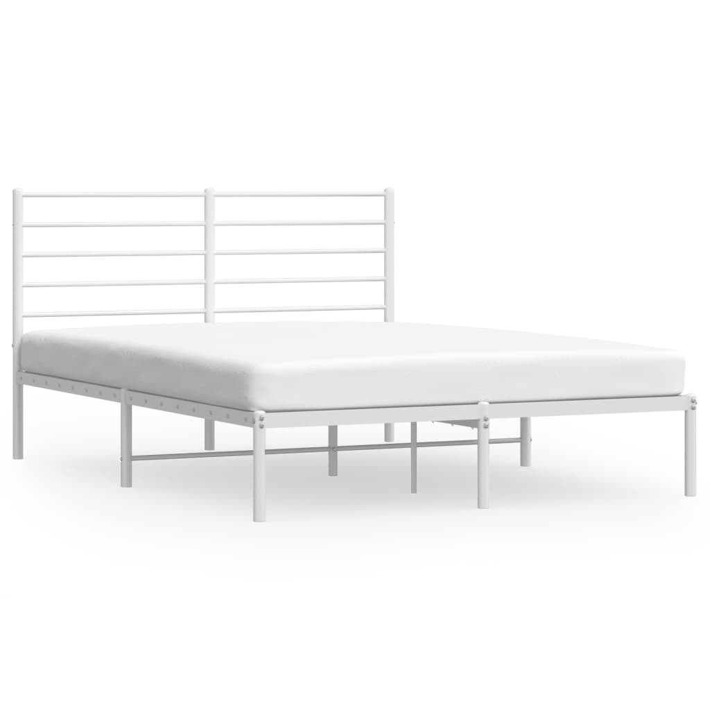 Bed frame with headboard metal white 120x190 cm