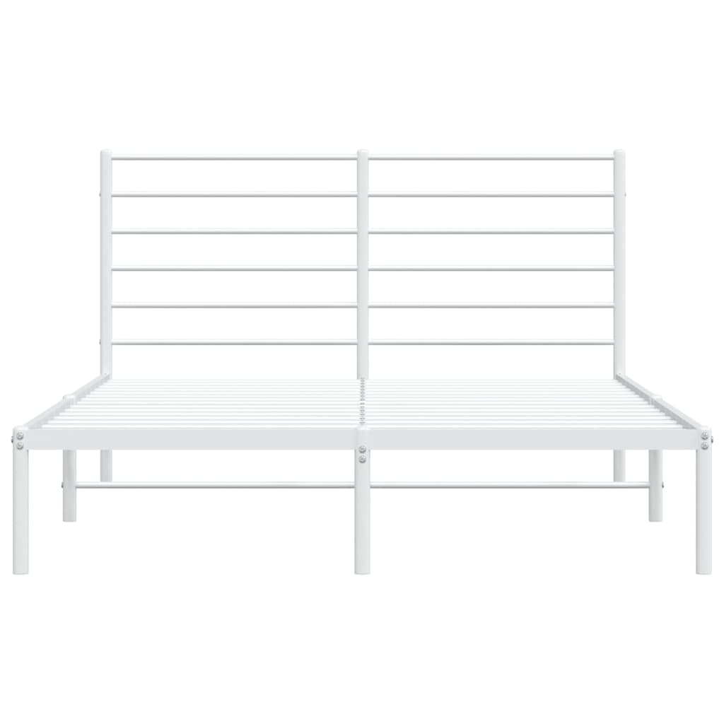 Bed frame with headboard metal white 120x190 cm