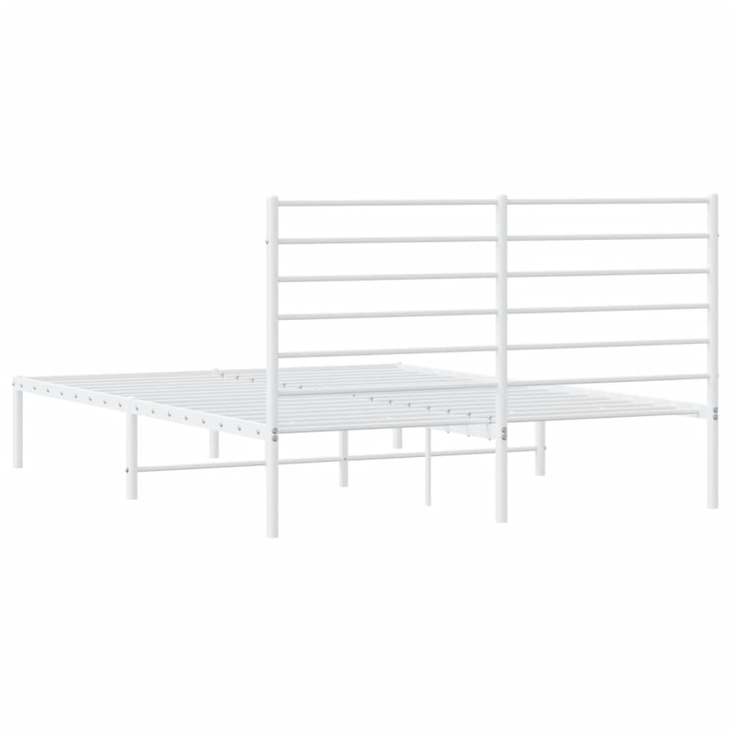 Bed frame with headboard metal white 120x190 cm