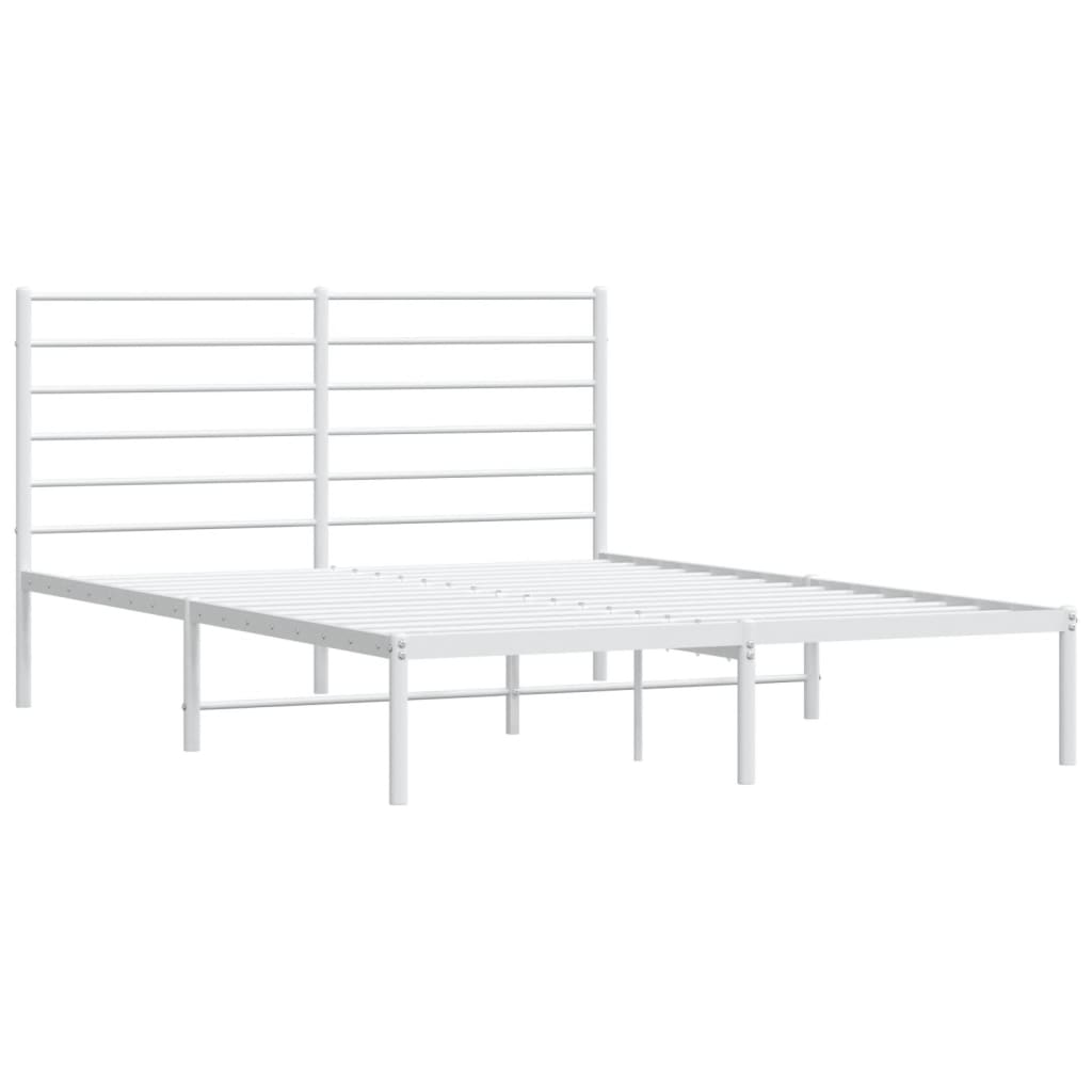 Bed frame with headboard metal white 120x200 cm