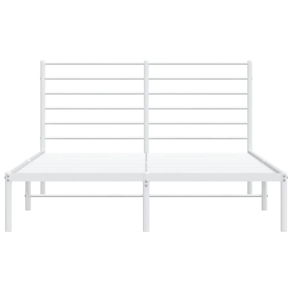 Bed frame with headboard metal white 120x200 cm