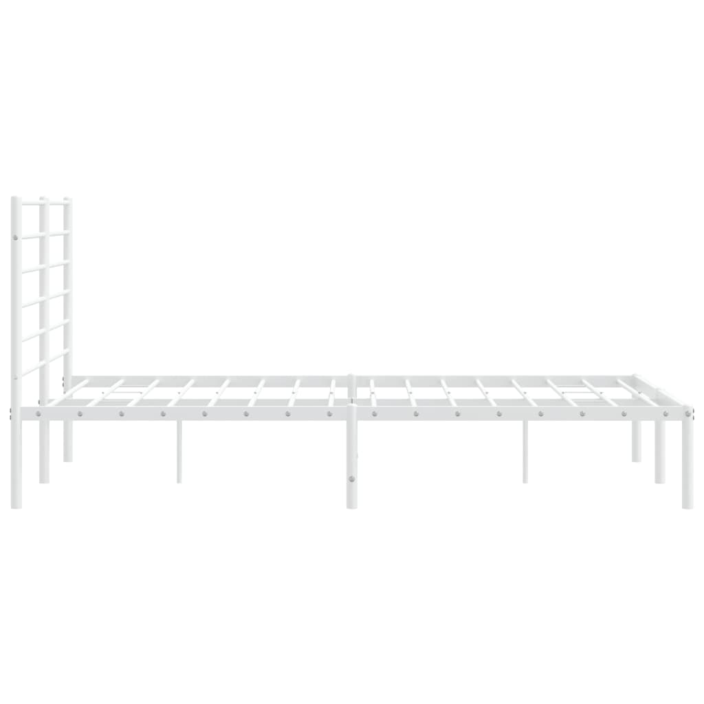 Bed frame with headboard metal white 120x200 cm