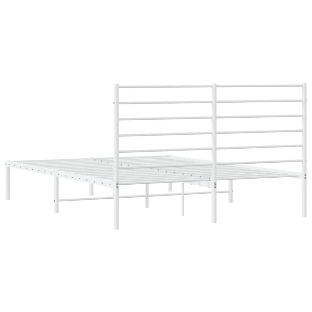 Bed frame with headboard metal white 120x200 cm