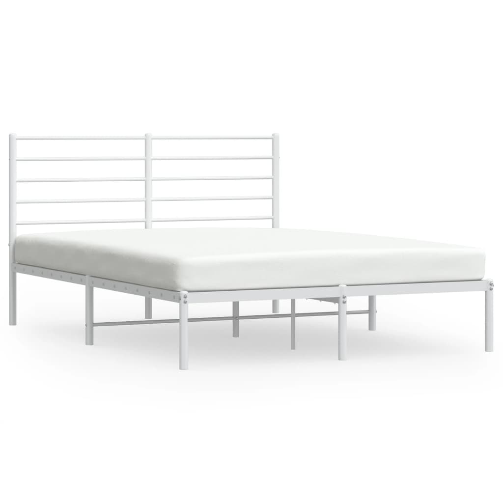 Bed frame with headboard metal white 135x190 cm