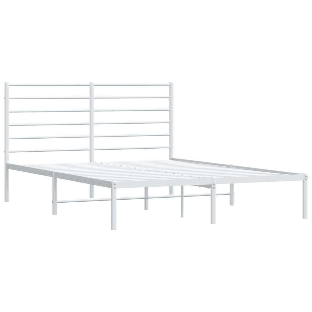 Bed frame with headboard metal white 135x190 cm