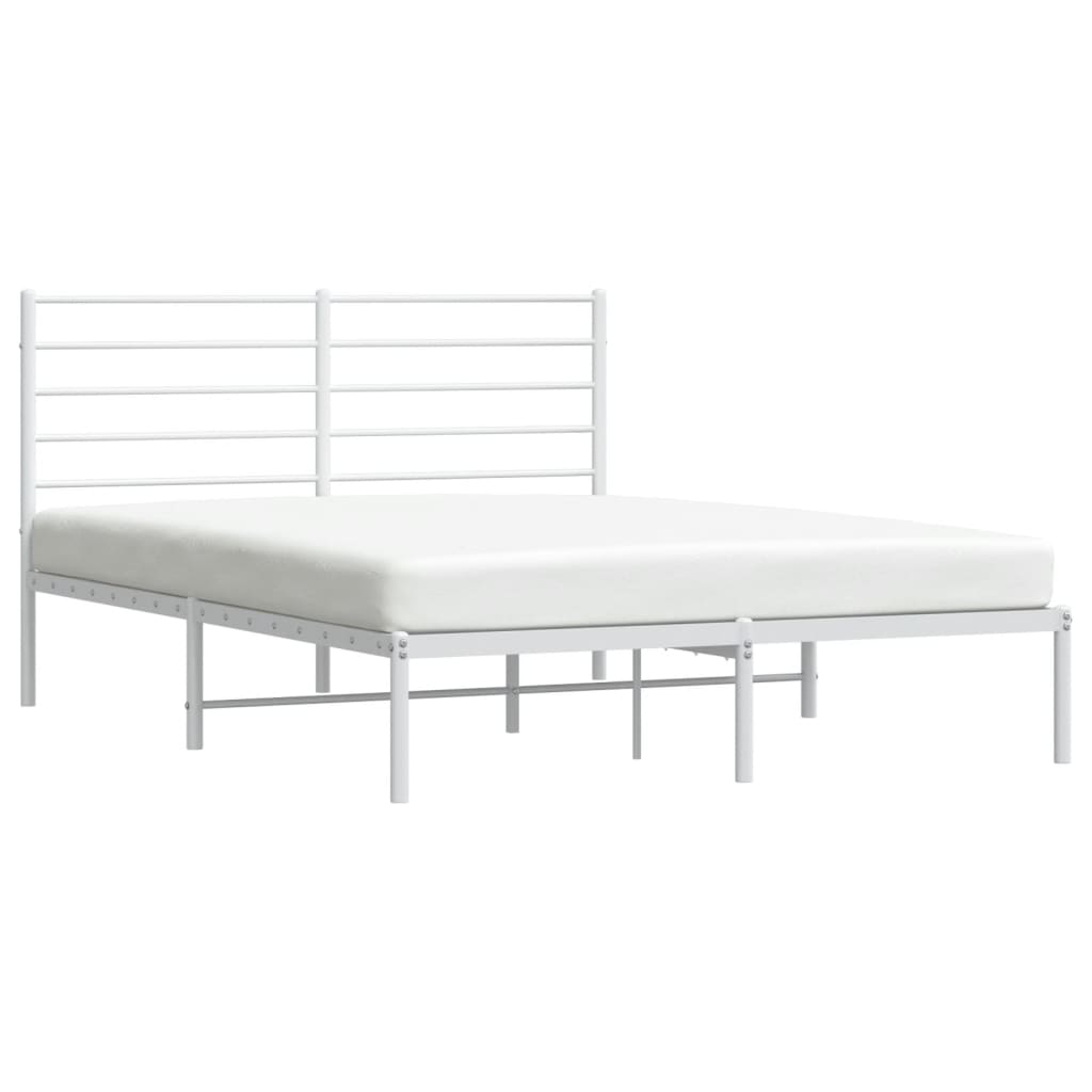 Bed frame with headboard metal white 135x190 cm