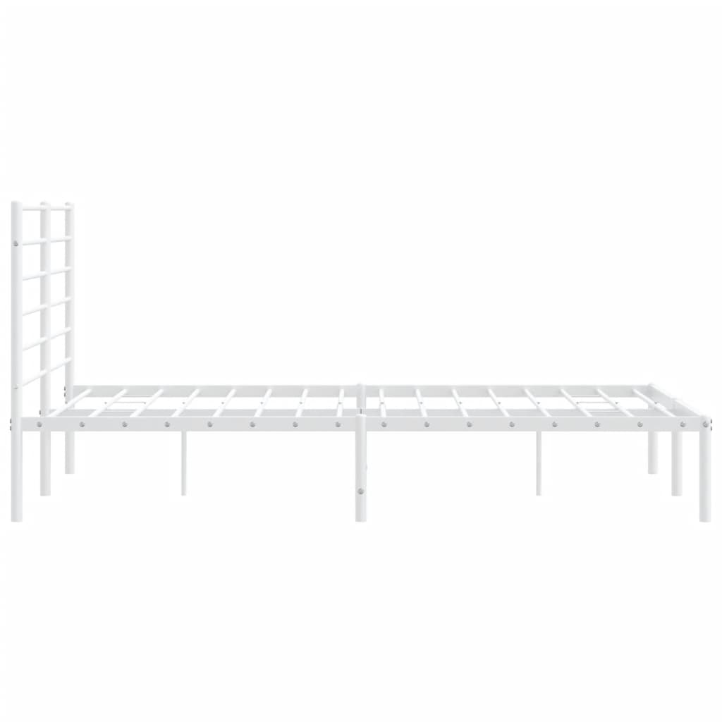 Bed frame with headboard metal white 135x190 cm