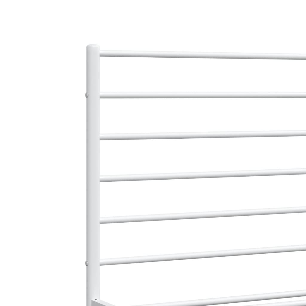 Bed frame with headboard metal white 135x190 cm