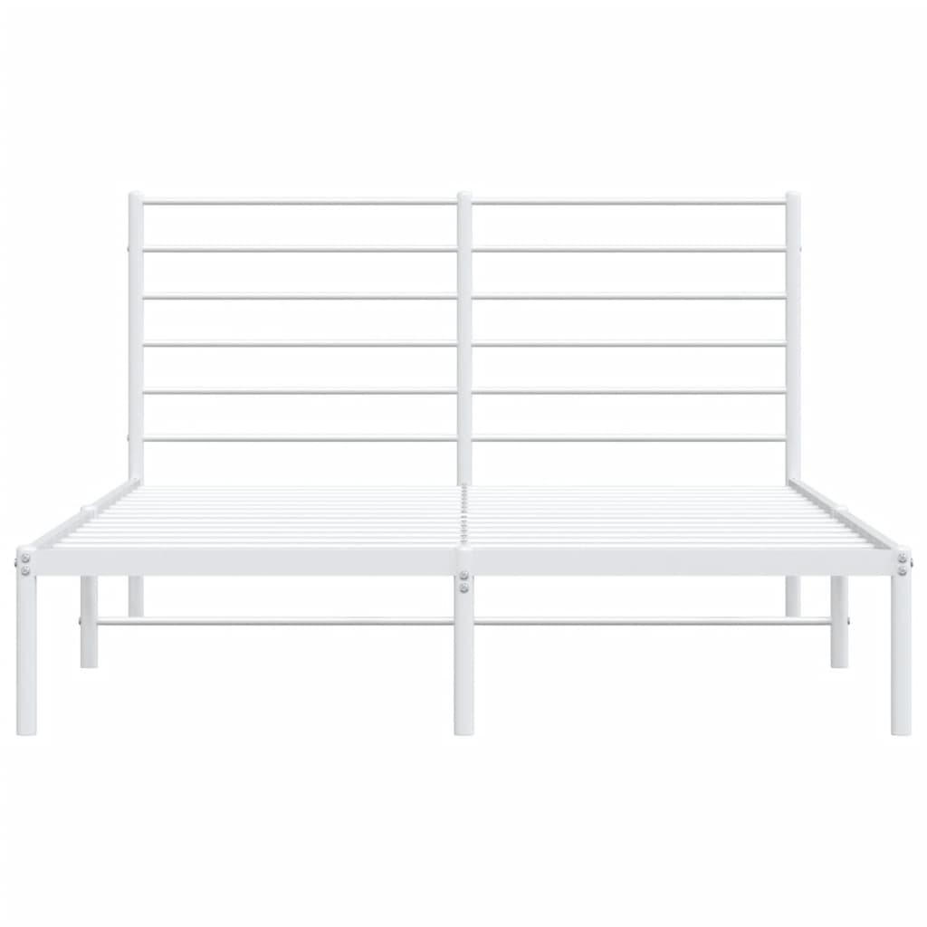 Bed frame with headboard metal white 140x190 cm