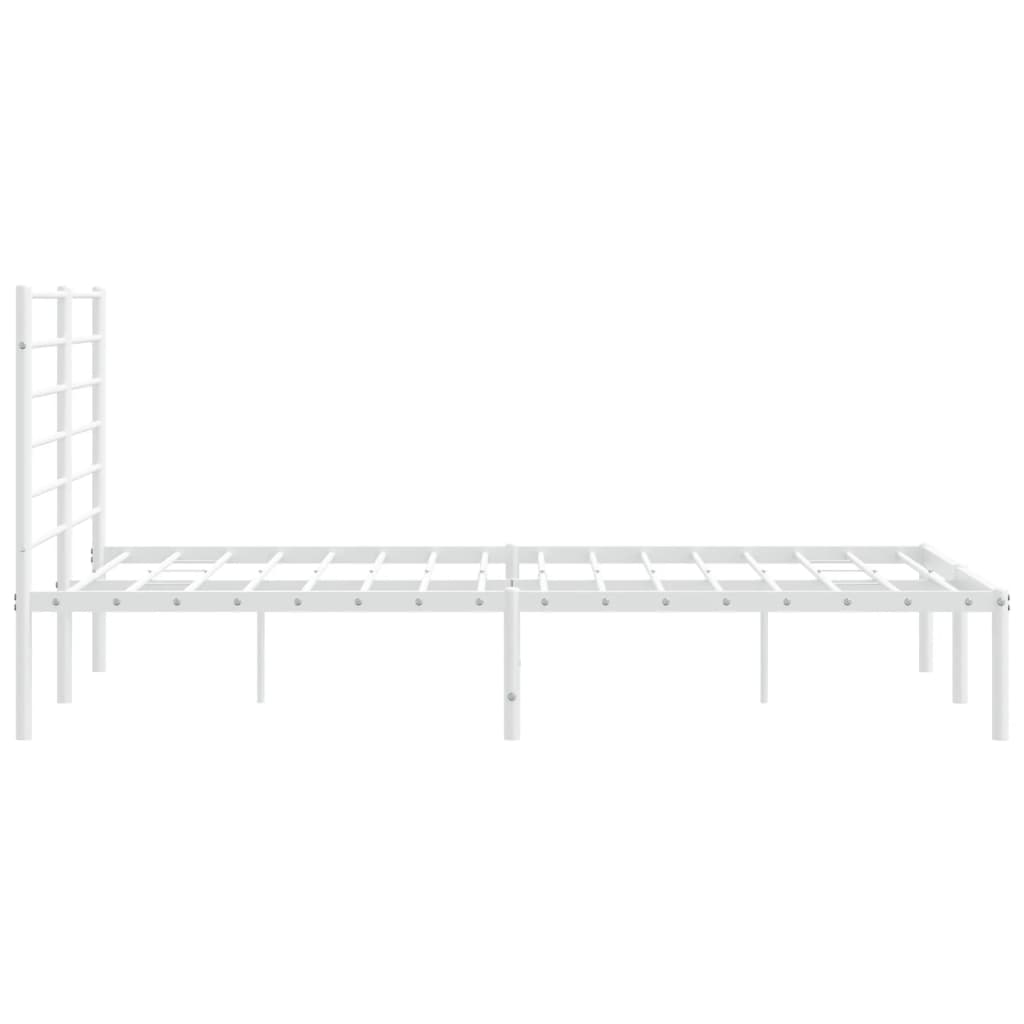 Bed frame with headboard metal white 140x190 cm