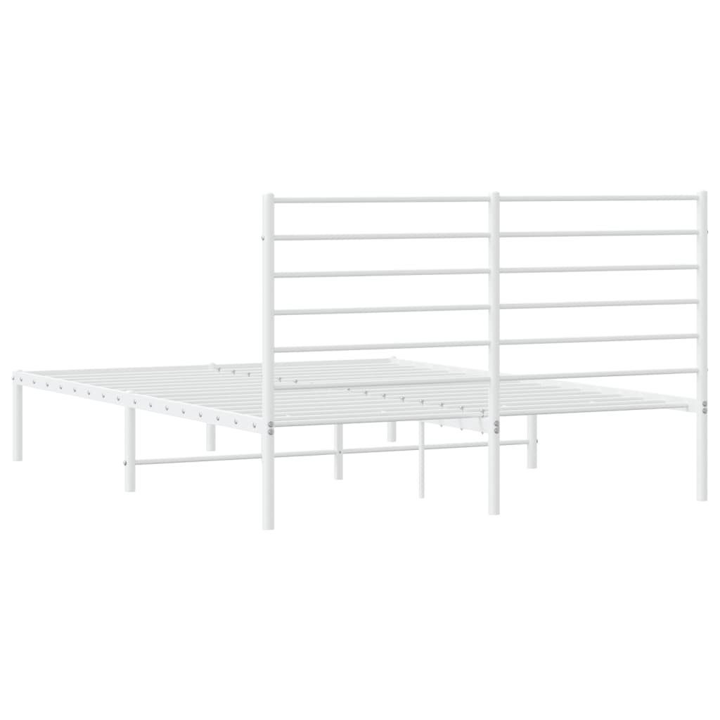 Bed frame with headboard metal white 140x190 cm
