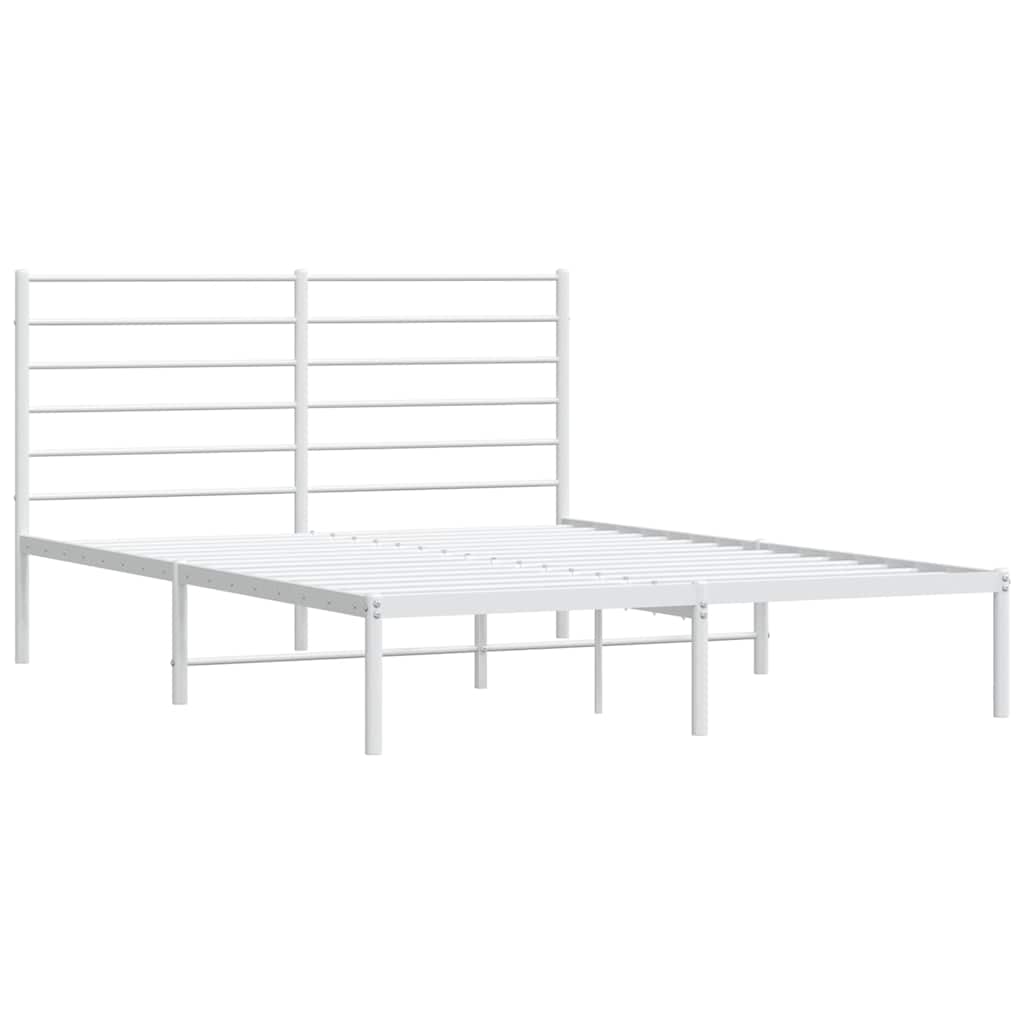 Bettgestell mit Kopfteil Metall Weiß 150x200 cm