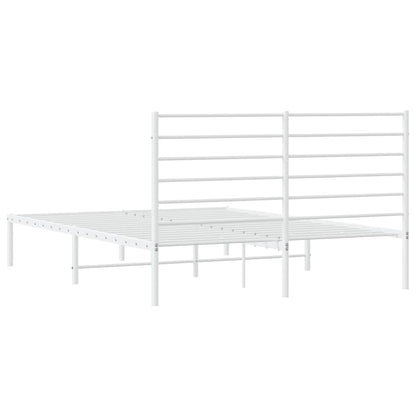 Bettgestell mit Kopfteil Metall Weiß 150x200 cm