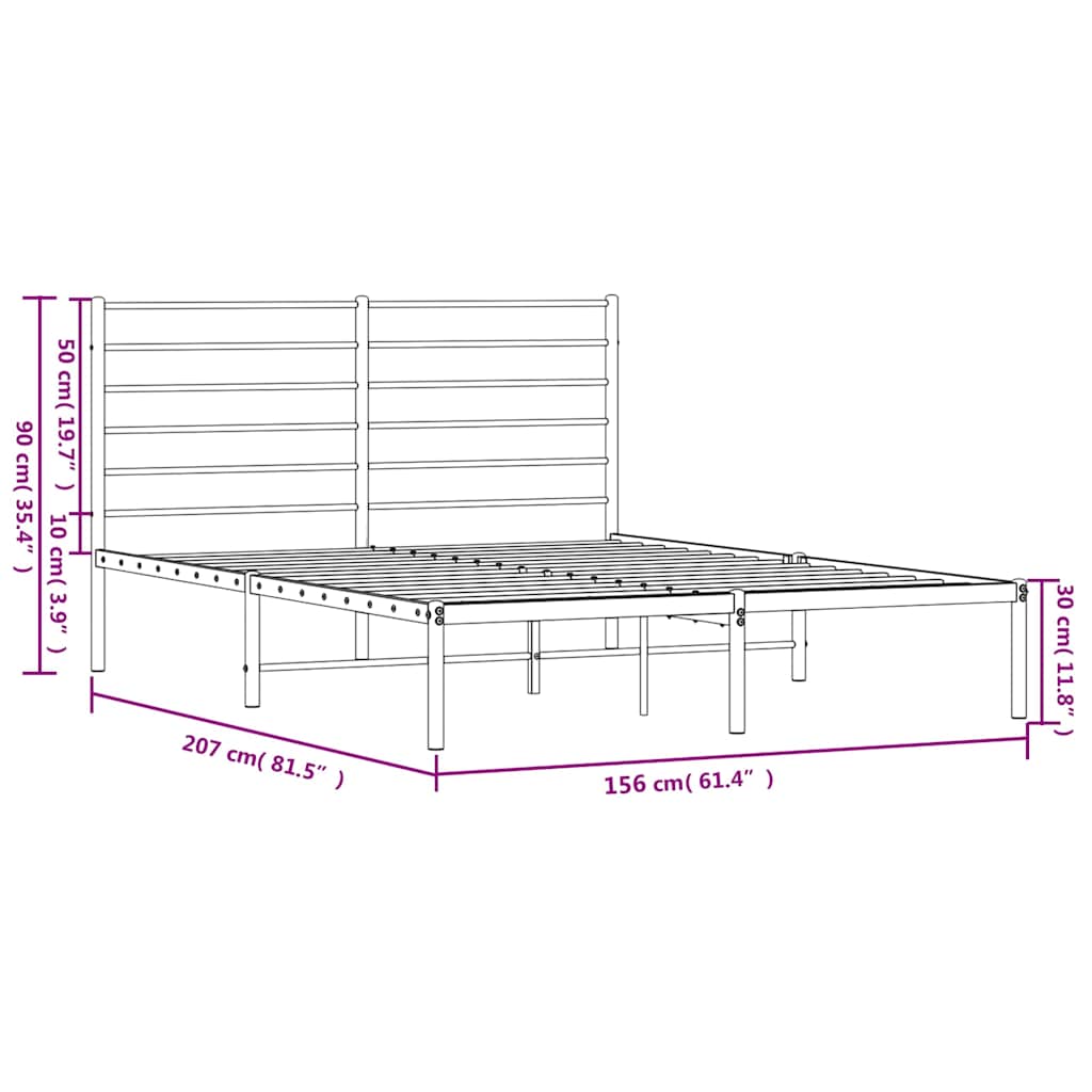 Bettgestell mit Kopfteil Metall Weiß 150x200 cm