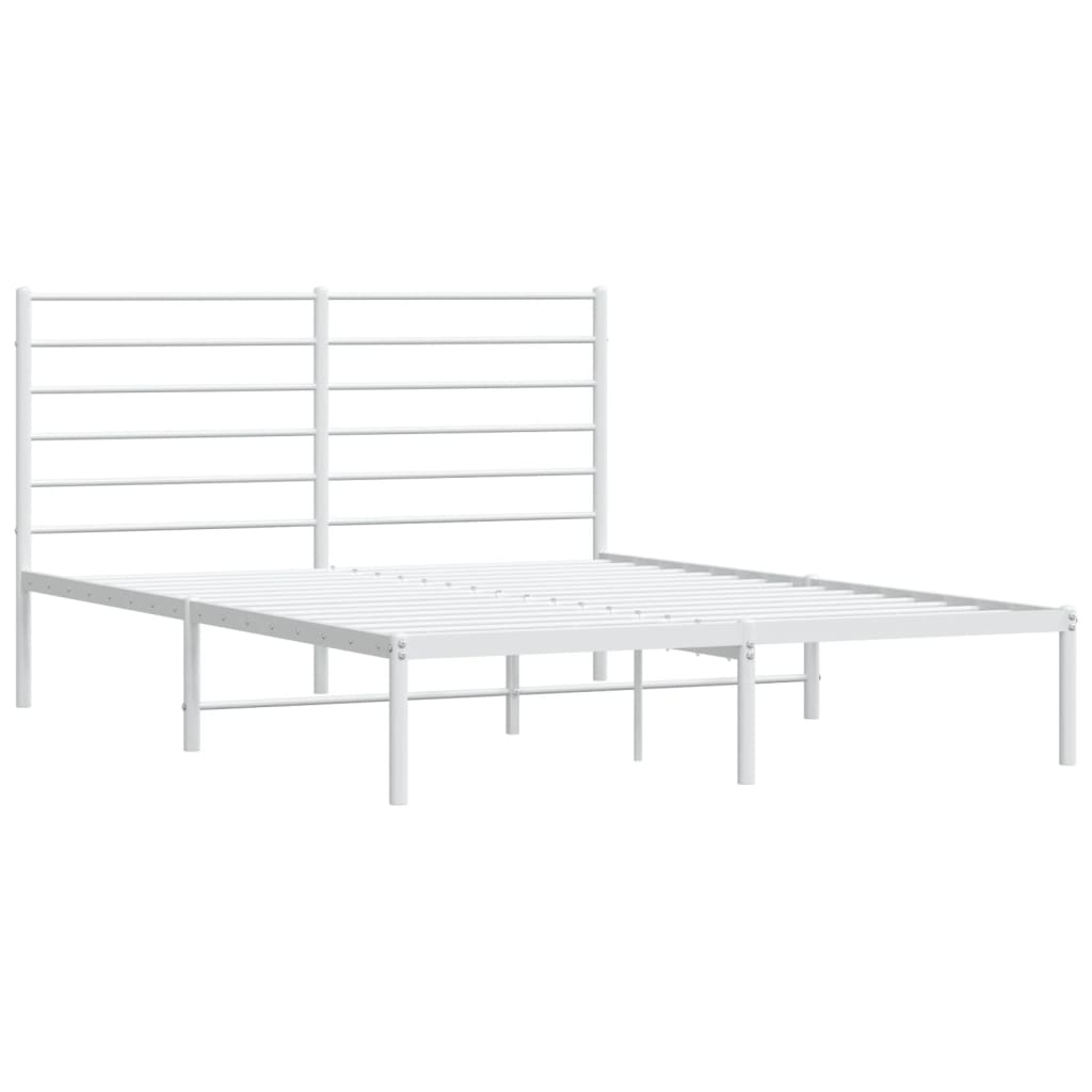Bed frame with headboard metal white 160x200 cm