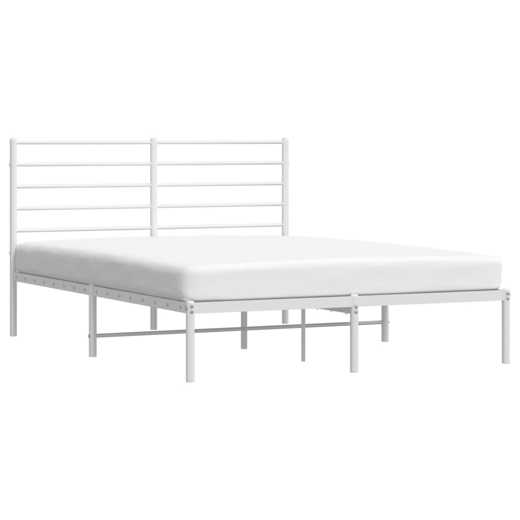 Bed frame with headboard metal white 160x200 cm