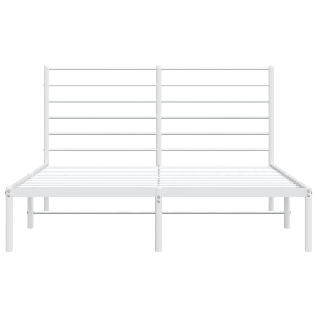 Bed frame with headboard metal white 160x200 cm