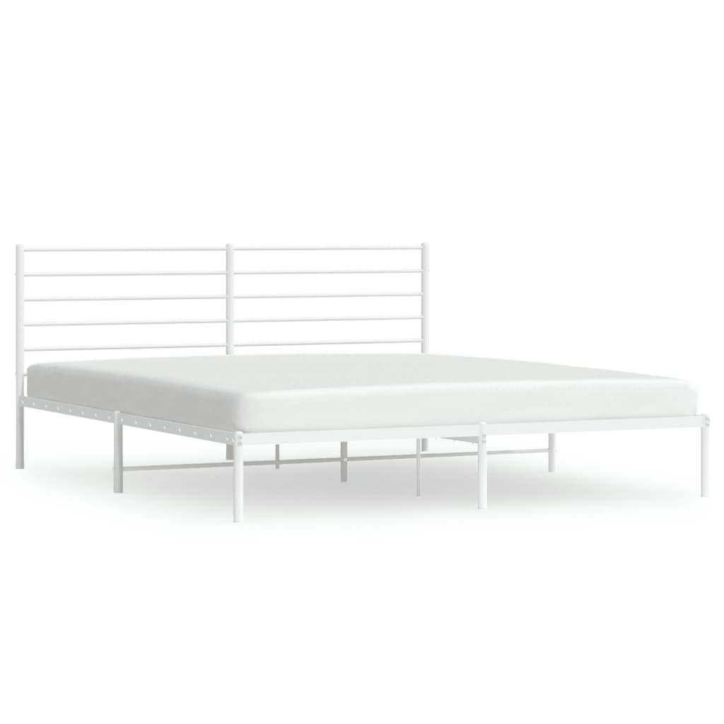 Bed frame with headboard metal white 180x200 cm