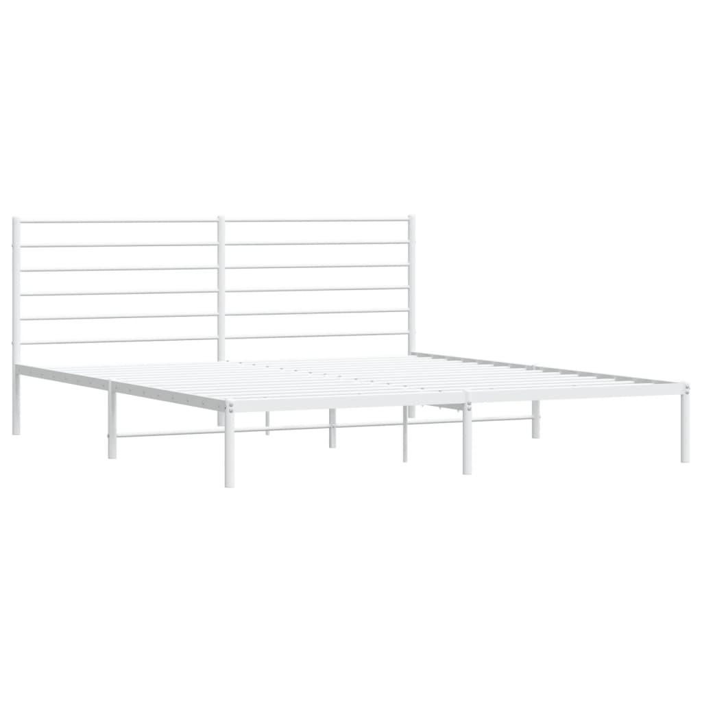 Bed frame with headboard metal white 180x200 cm