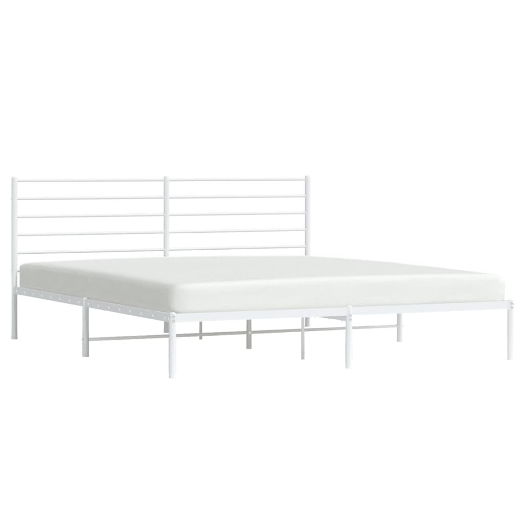 Bed frame with headboard metal white 180x200 cm
