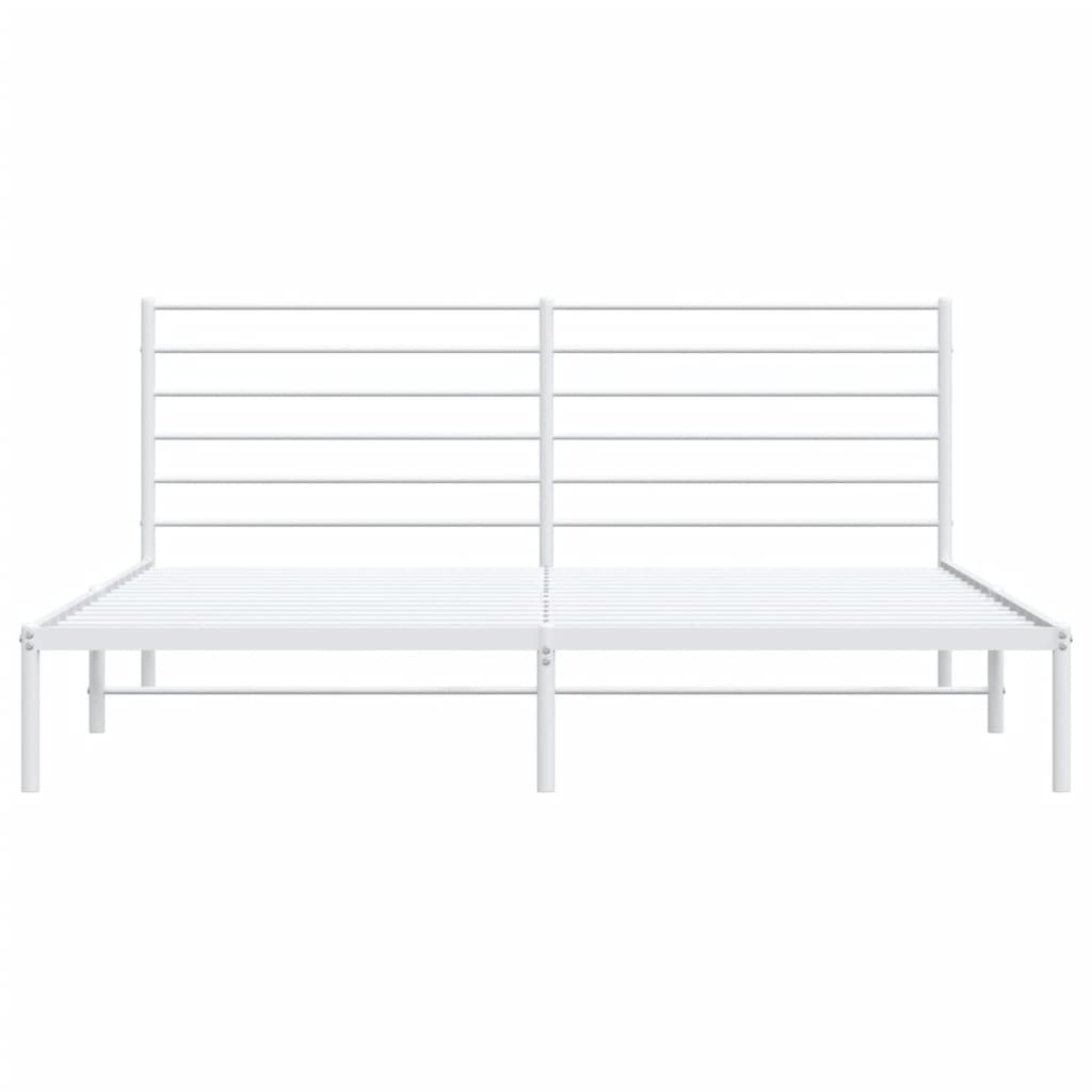 Bed frame with headboard metal white 180x200 cm