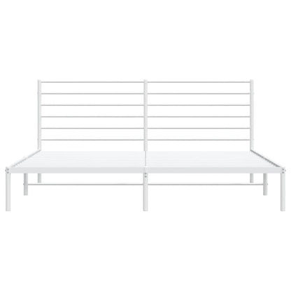 Bettgestell mit Kopfteil Metall Weiß 180x200 cm