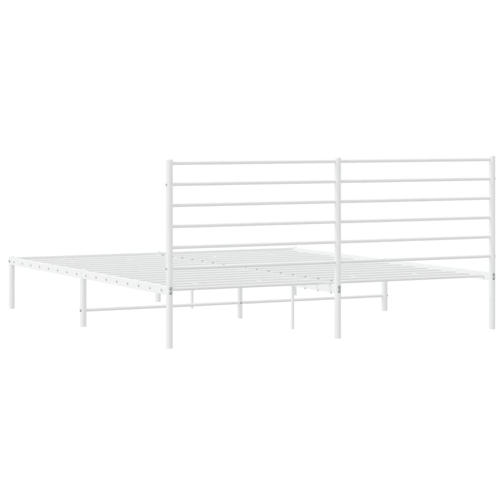 Bed frame with headboard metal white 180x200 cm