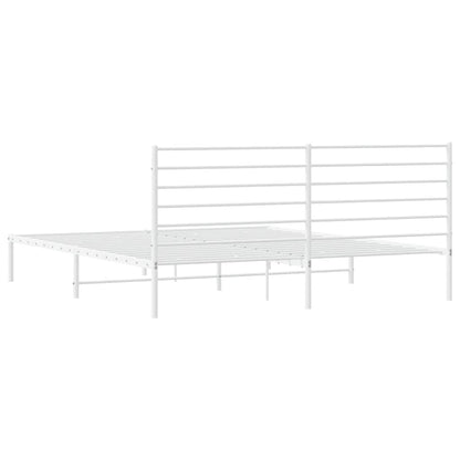 Bettgestell mit Kopfteil Metall Weiß 180x200 cm
