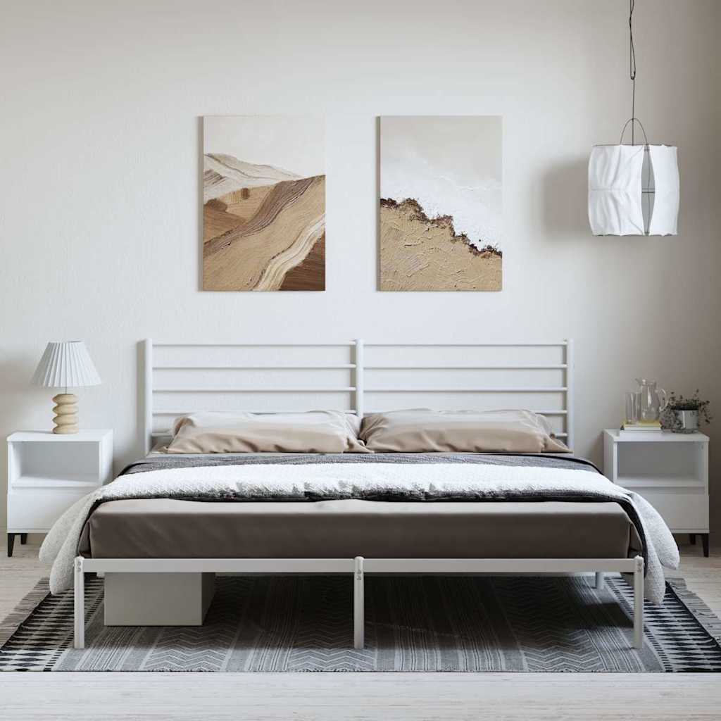 Bettgestell mit Kopfteil Metall Weiß 183x213 cm