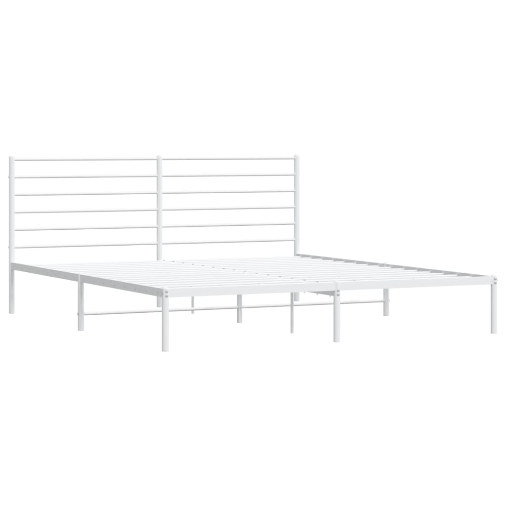 Bed frame with headboard metal white 183x213 cm