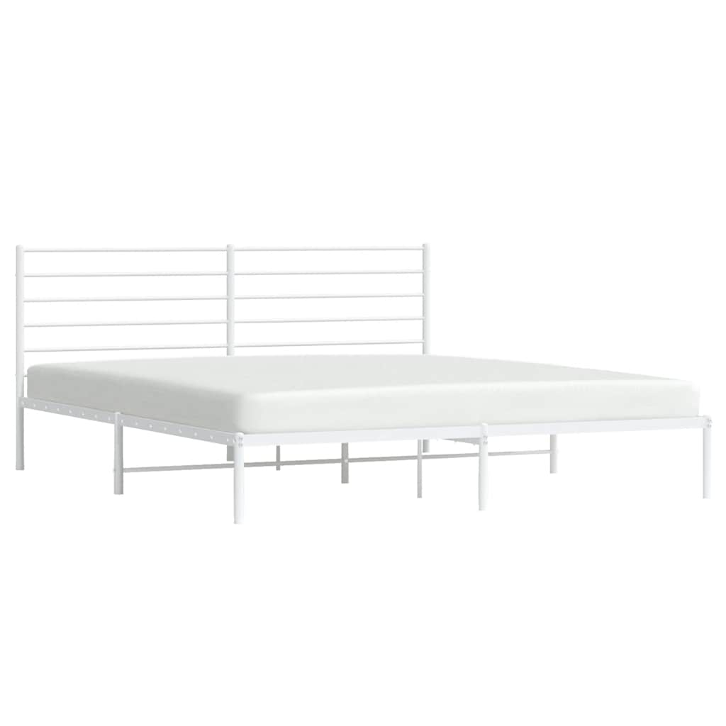 Bed frame with headboard metal white 183x213 cm