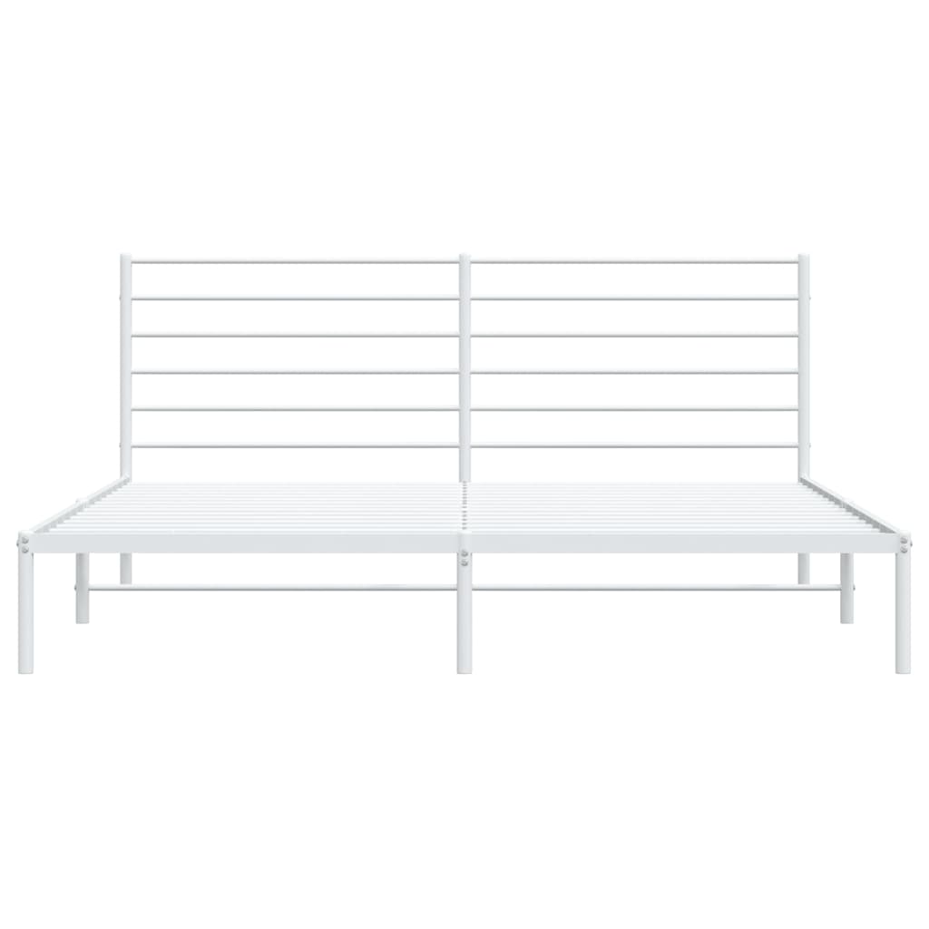Bed frame with headboard metal white 183x213 cm