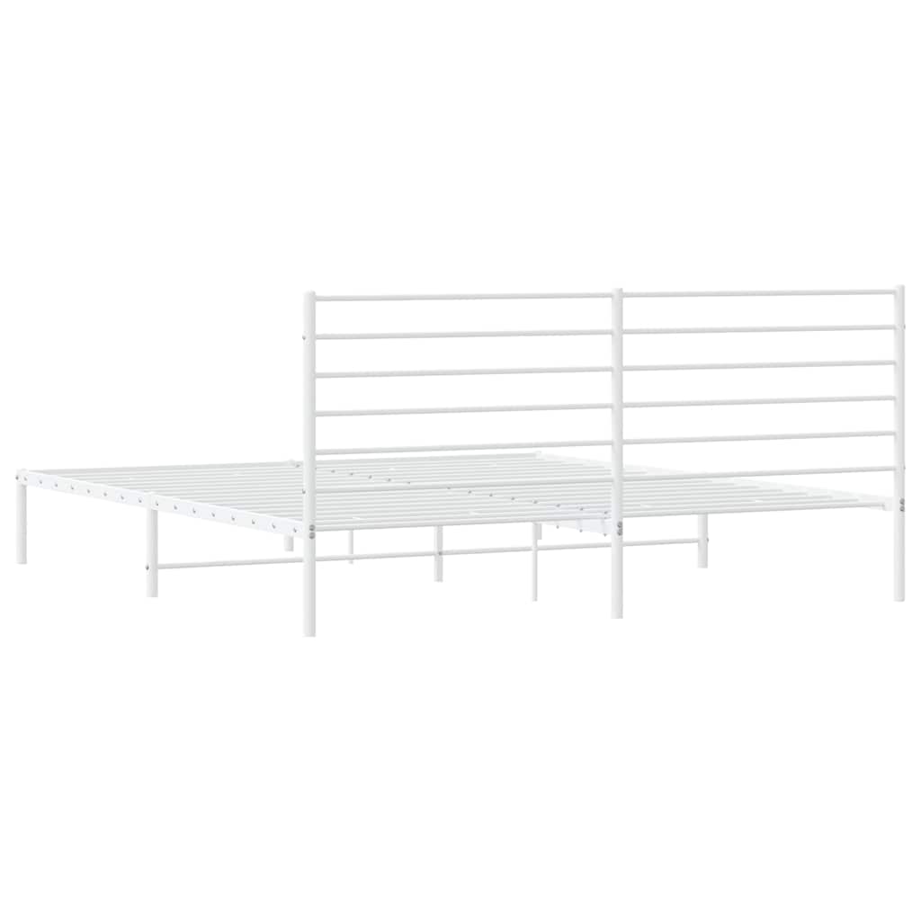 Bettgestell mit Kopfteil Metall Weiß 183x213 cm