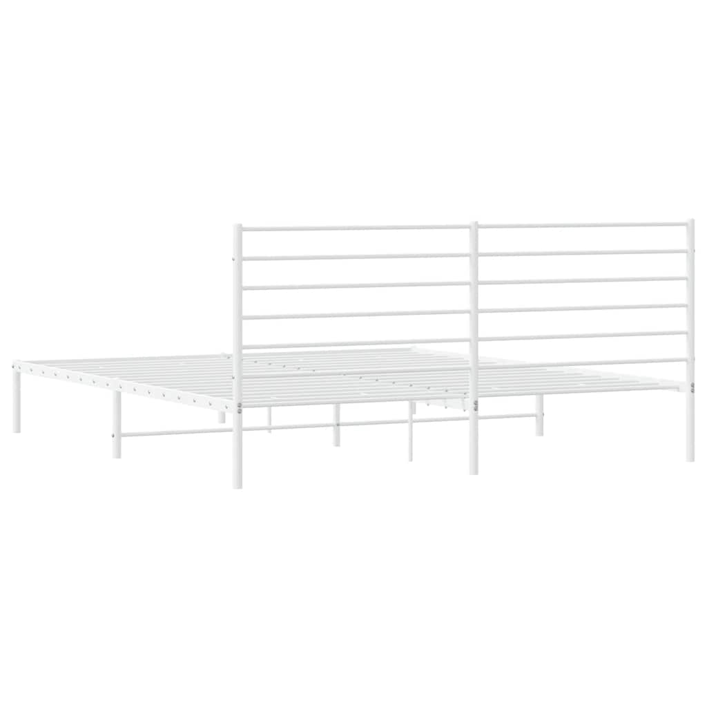 Bed frame with headboard metal white 183x213 cm