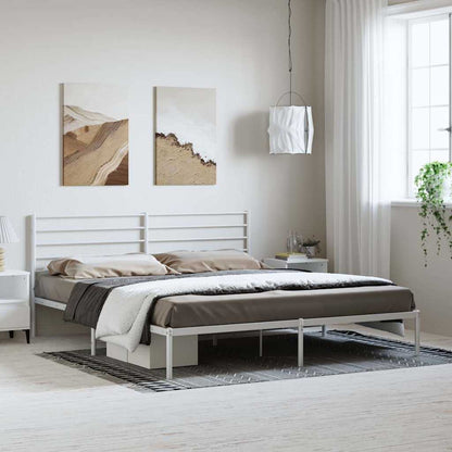 Bettgestell mit Kopfteil Metall Weiß 183x213 cm