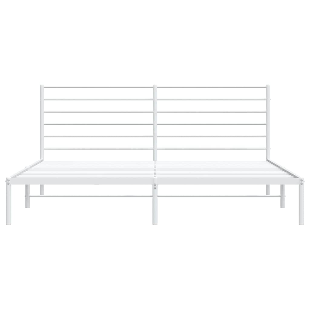 Bed frame with headboard metal white 193x203 cm
