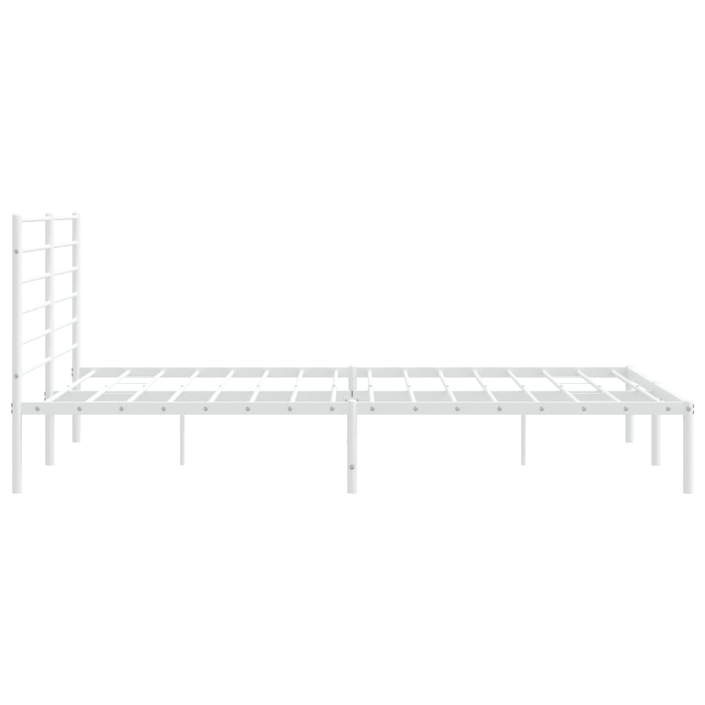 Bed frame with headboard metal white 193x203 cm