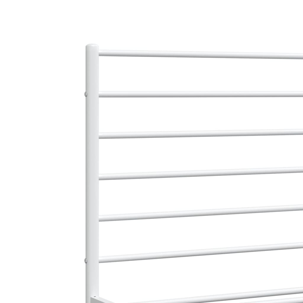 Bed frame with headboard metal white 193x203 cm